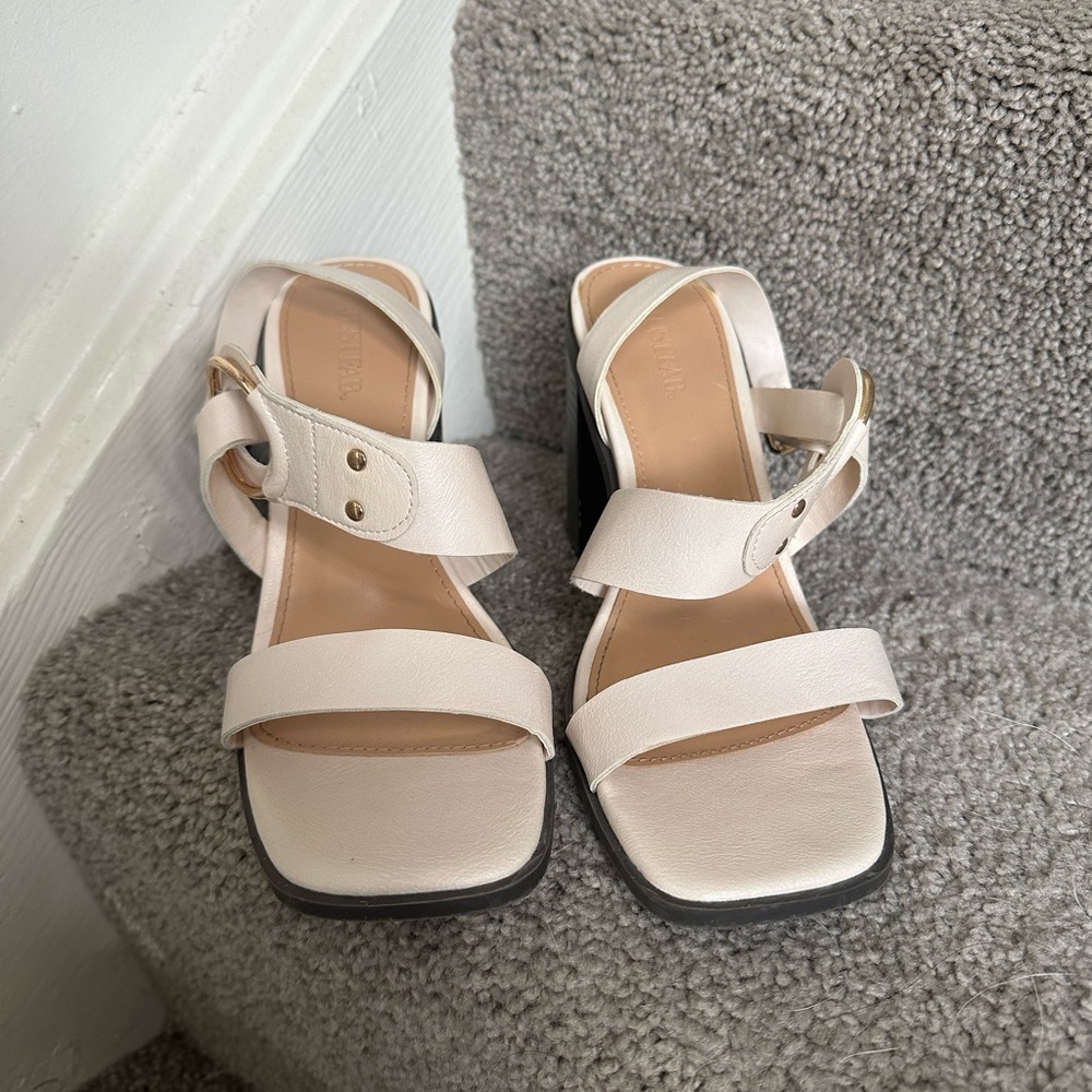 JustFab Cream Heeled Sandals